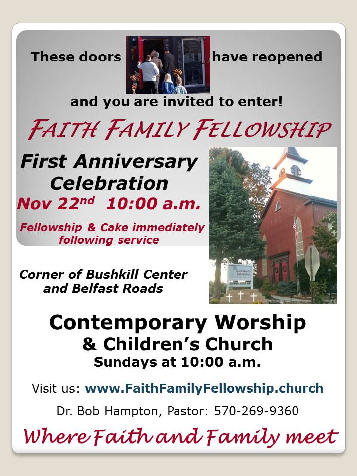 Invitation Faith Family Fellowship Church One Year Anniversary